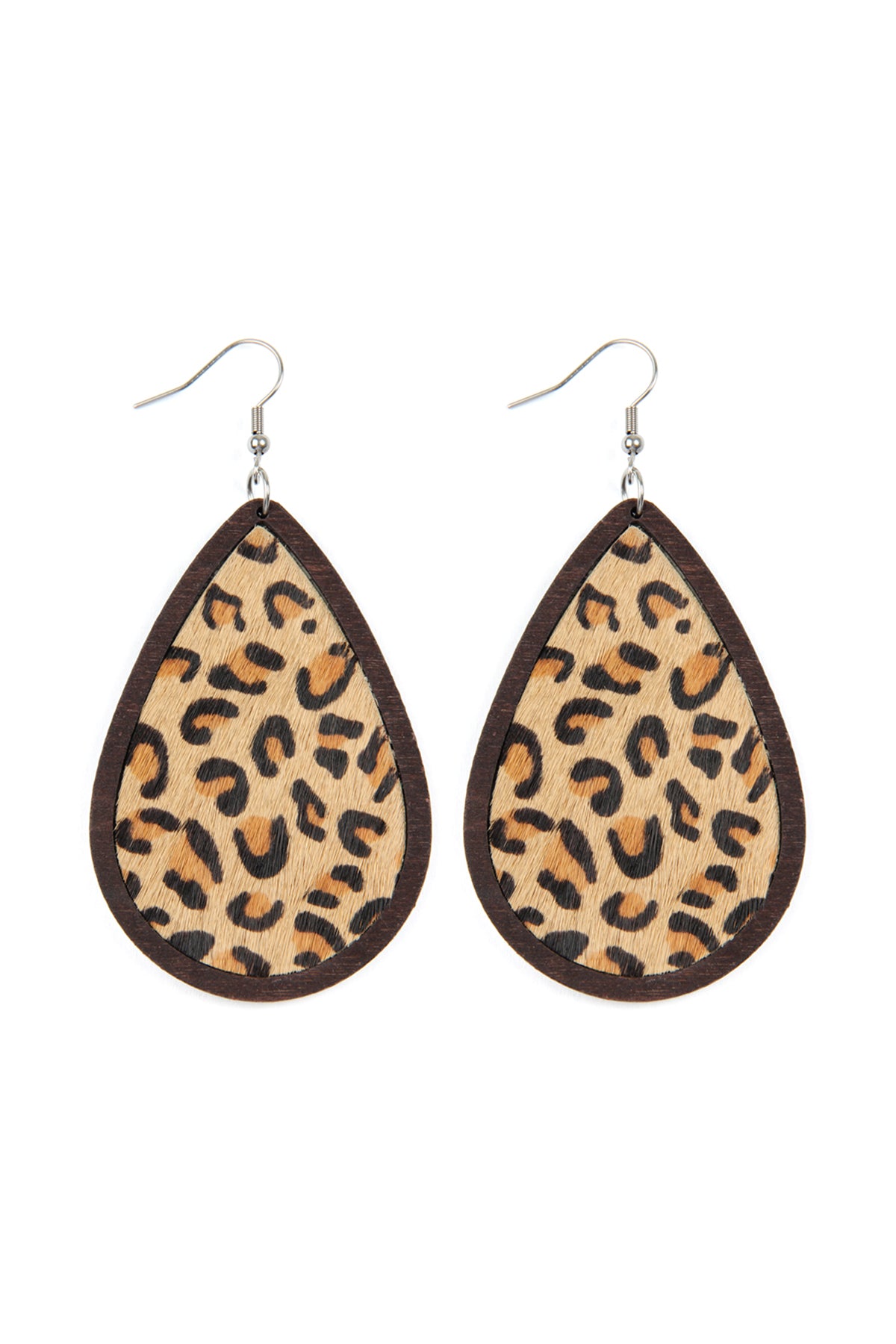 Brown Leather Teardrop Earrings