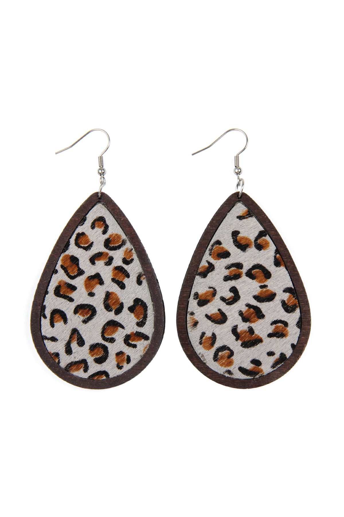 Brown Leather Teardrop Earrings