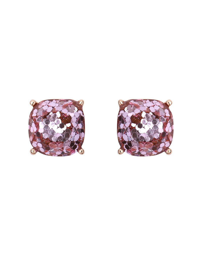 Faceted Glitter Cushion Acrylic Post Earrings