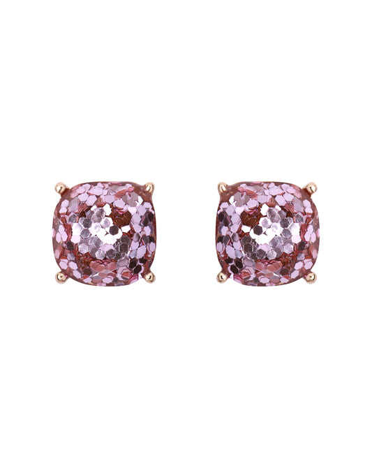 Faceted Glitter Cushion Acrylic Post Earrings
