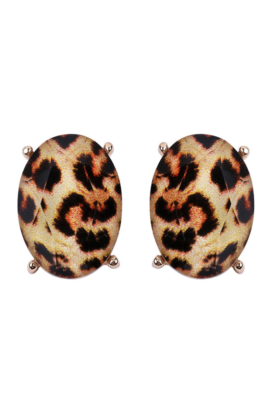 Oval Faceted Acrylic Post Earrings