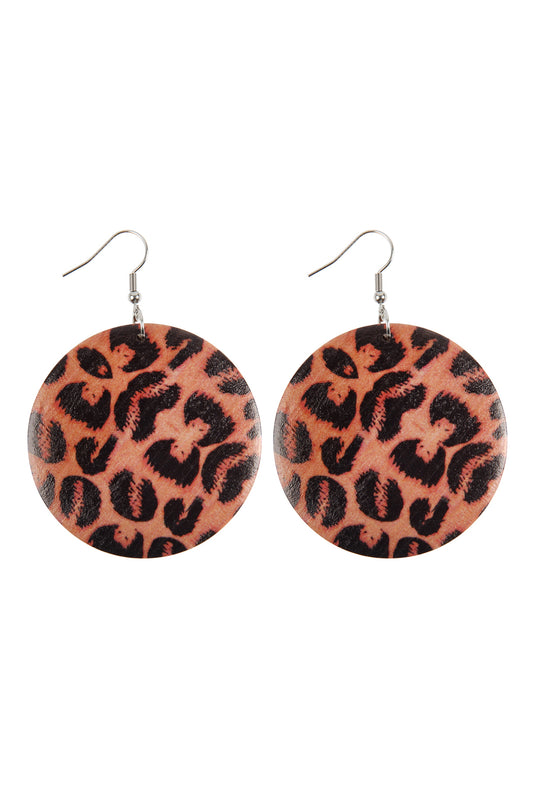 Leopard DIsc Drop Earrings