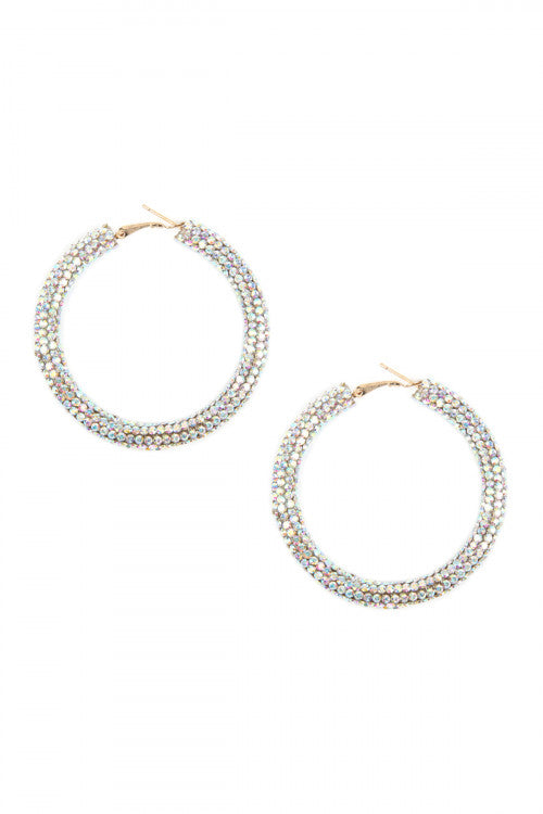Rhinestone Coated Hoop Earrings