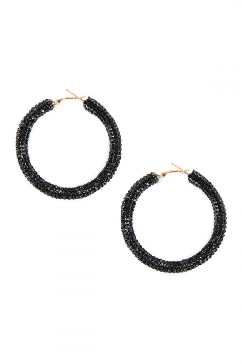 Rhinestone Coated Hoop Earrings