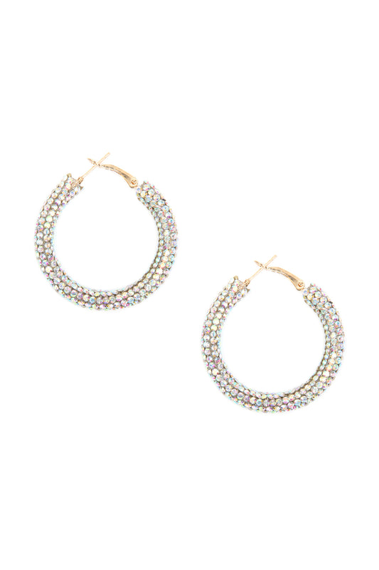 Rhinestone Coated Hoop Earring / 6PAIRS