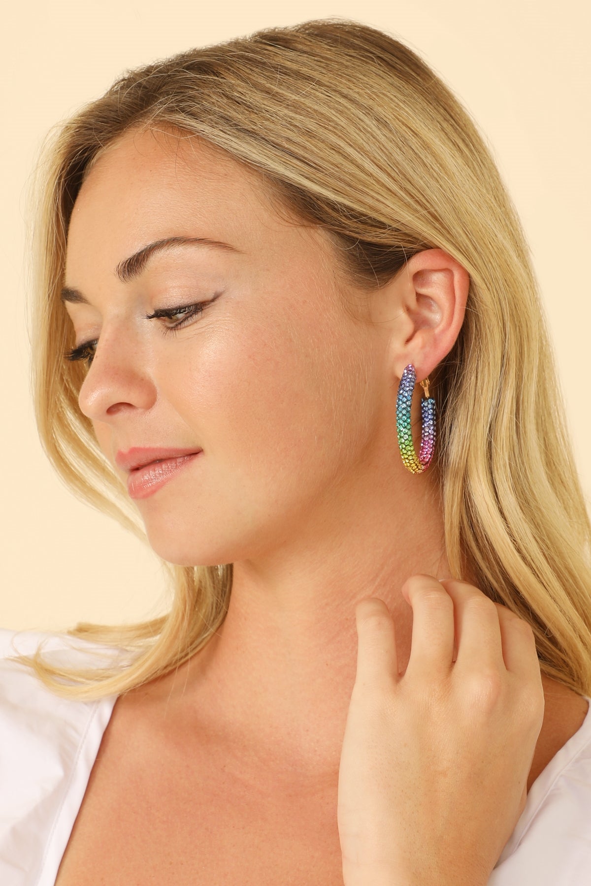 Rhinestone Coated Hoop Earring