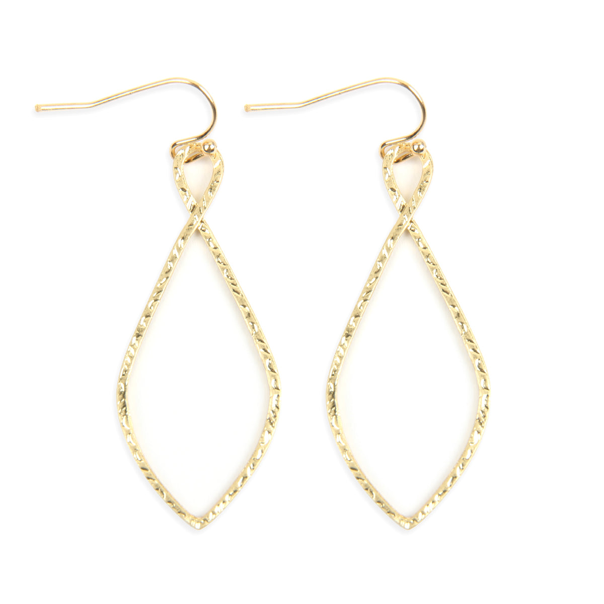 Gold Cast Christian Symbol Hook Drop Earrings