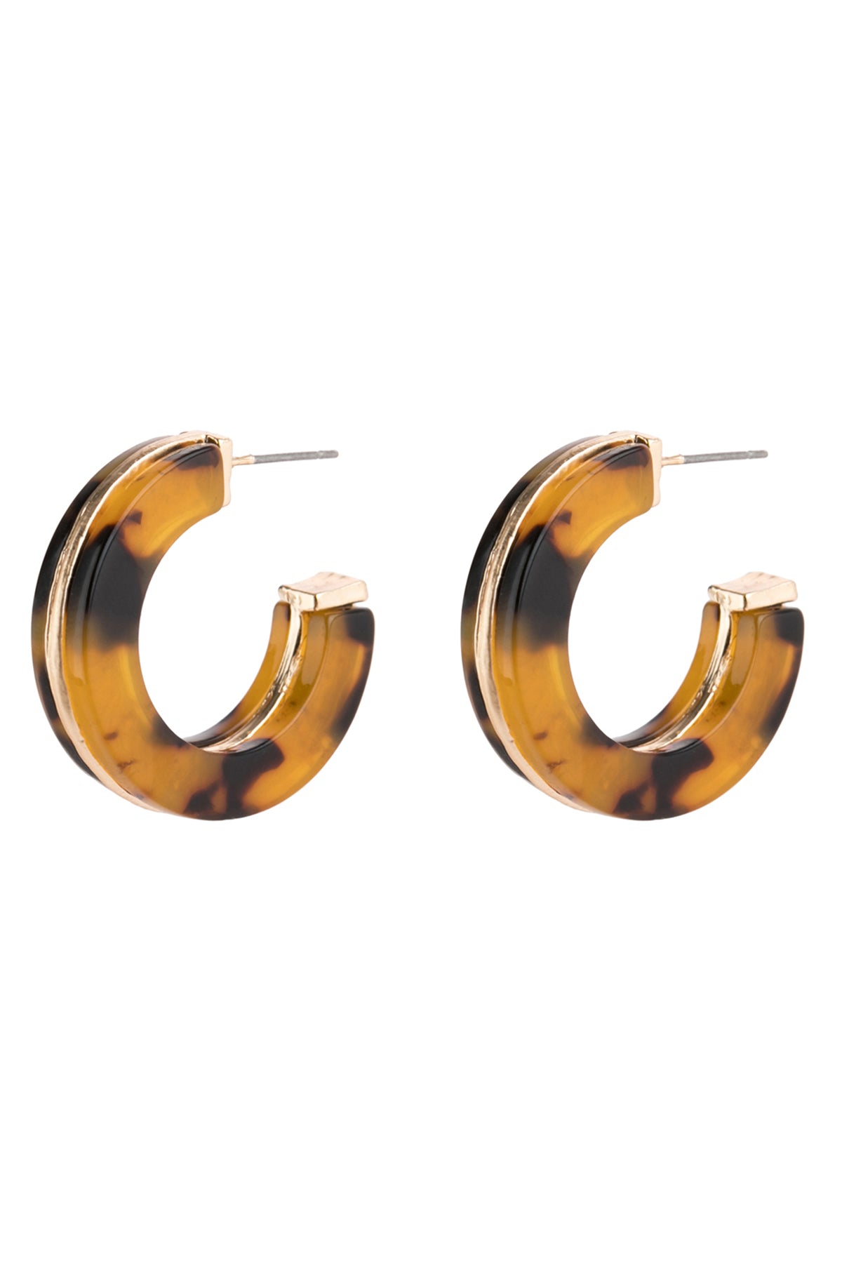 Light Leopard Open Circle Faceted Acetate Earrings
