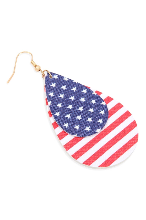USA Leather Teardrop Earrings