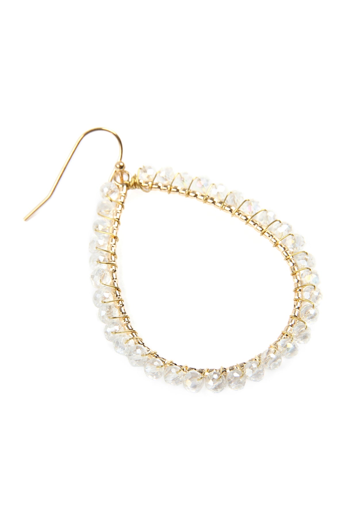 Wire Teardrop Glass Beads Hook Earrings