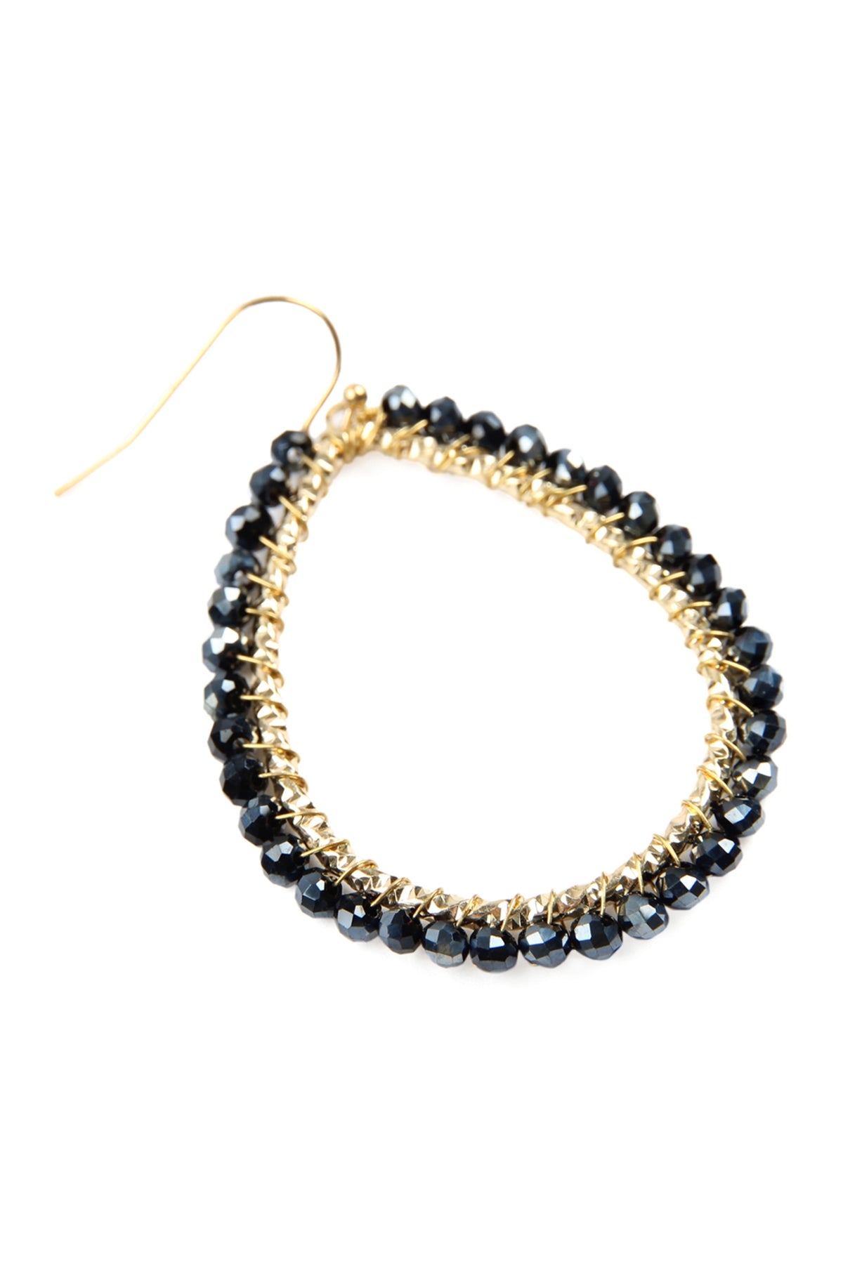 Wire Teardrop Glass Beads Hook Earrings