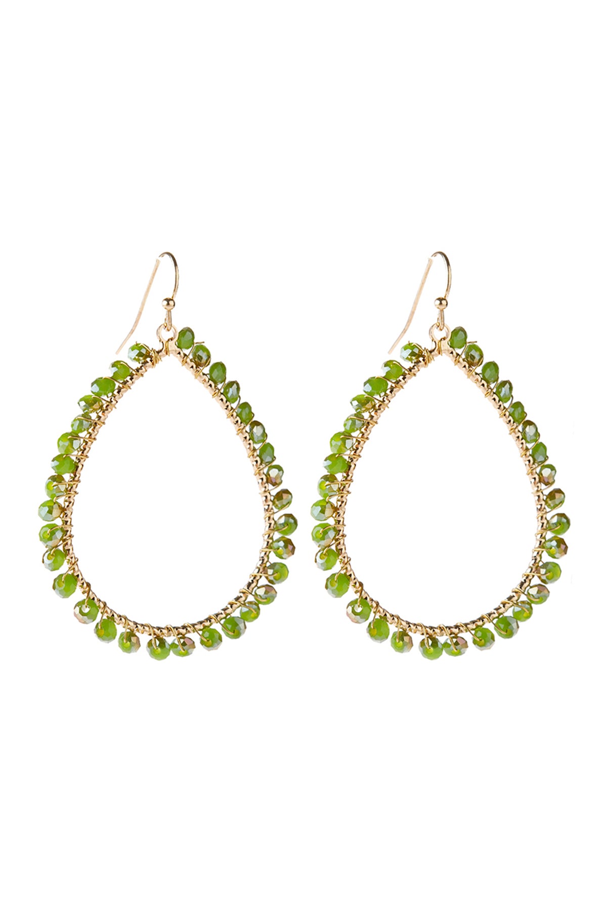 Wire Teardrop Glass Beads Hook Earrings / 1PC