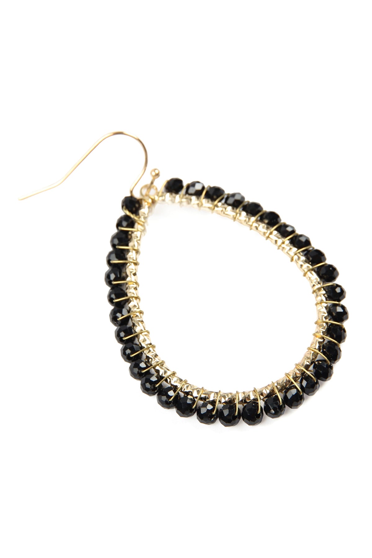Wire Teardrop Glass Beads Hook Earrings