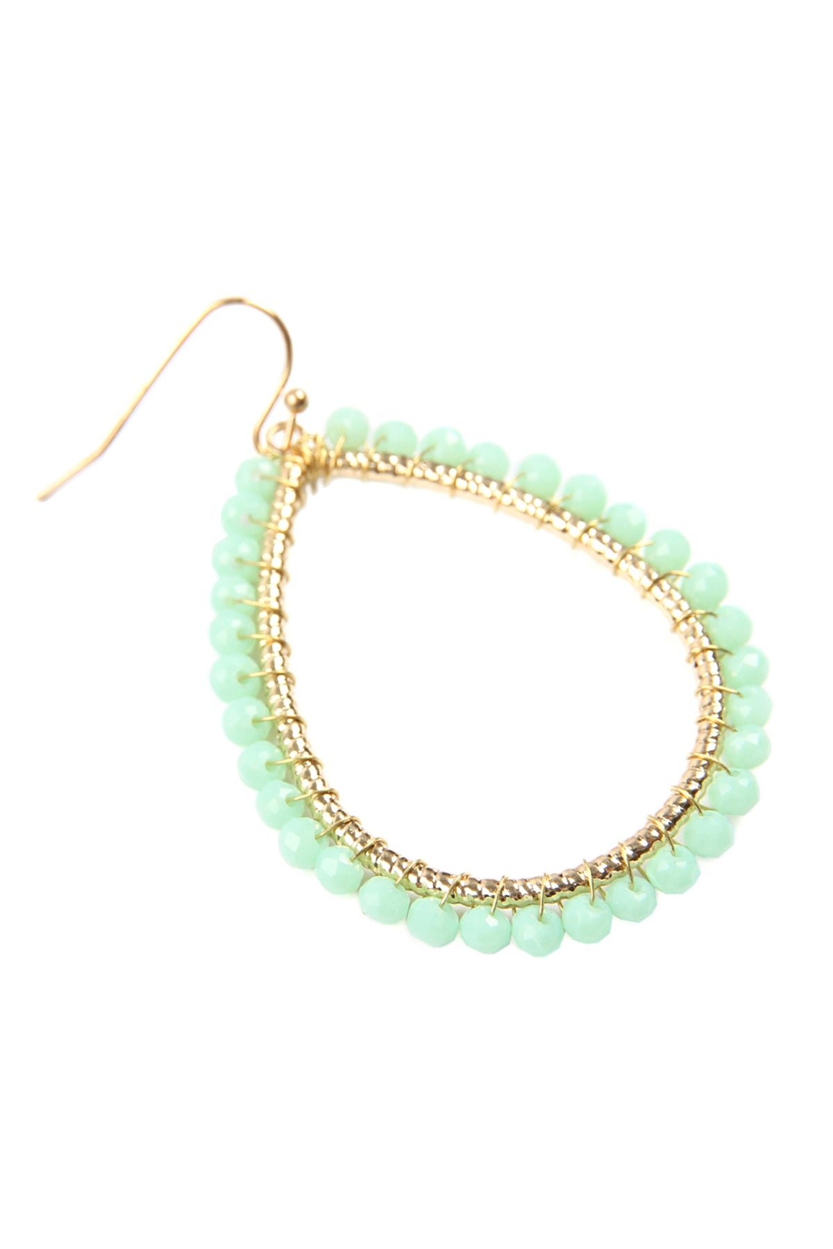 Wire Teardrop Glass Beads Hook Earrings