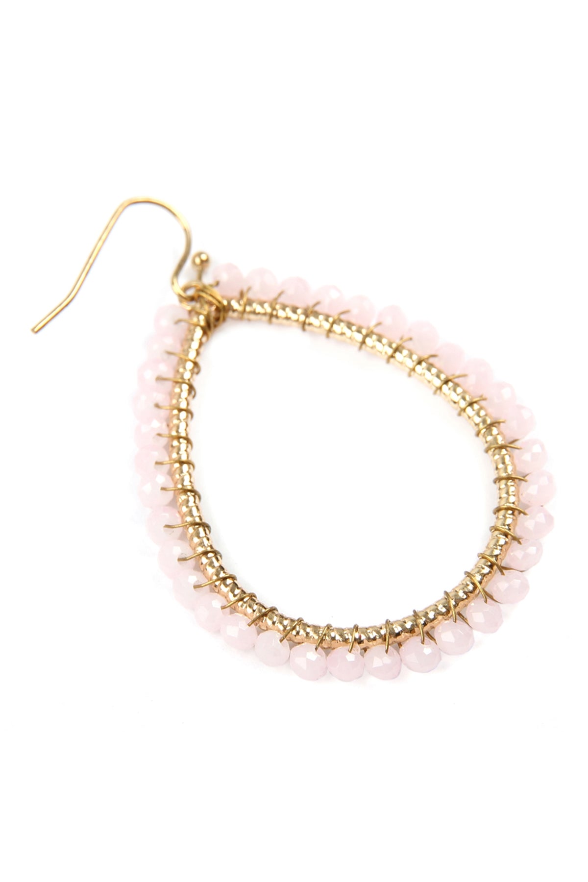 Wire Teardrop Glass Beads Hook Earrings