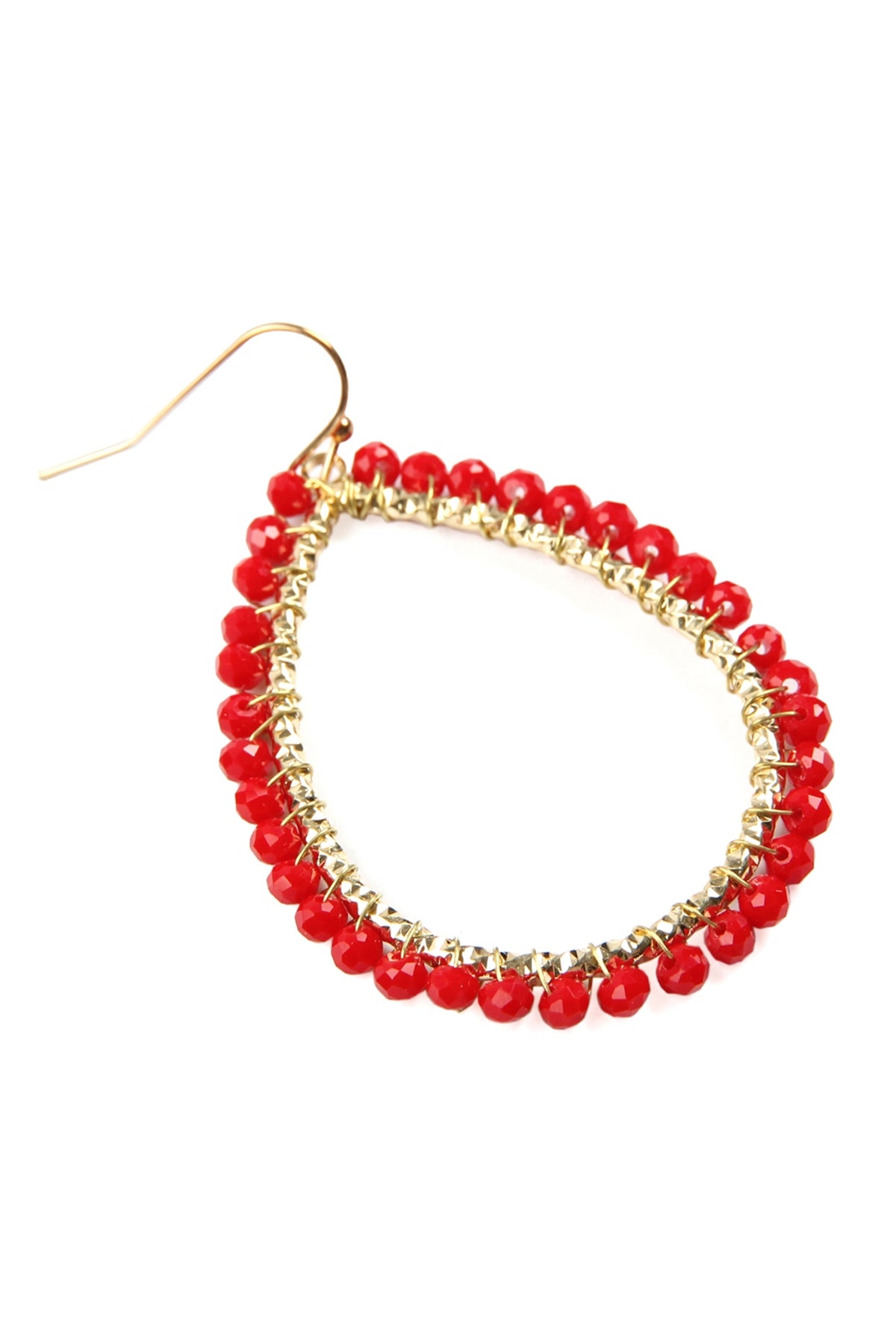 Wire Teardrop Glass Beads Hook Earrings