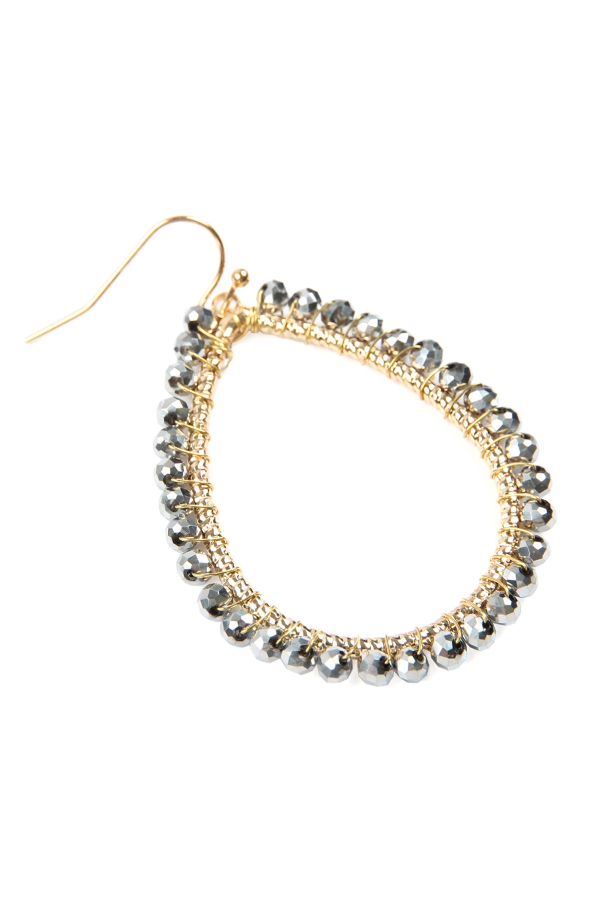 Wire Teardrop Glass Beads Hook Earrings