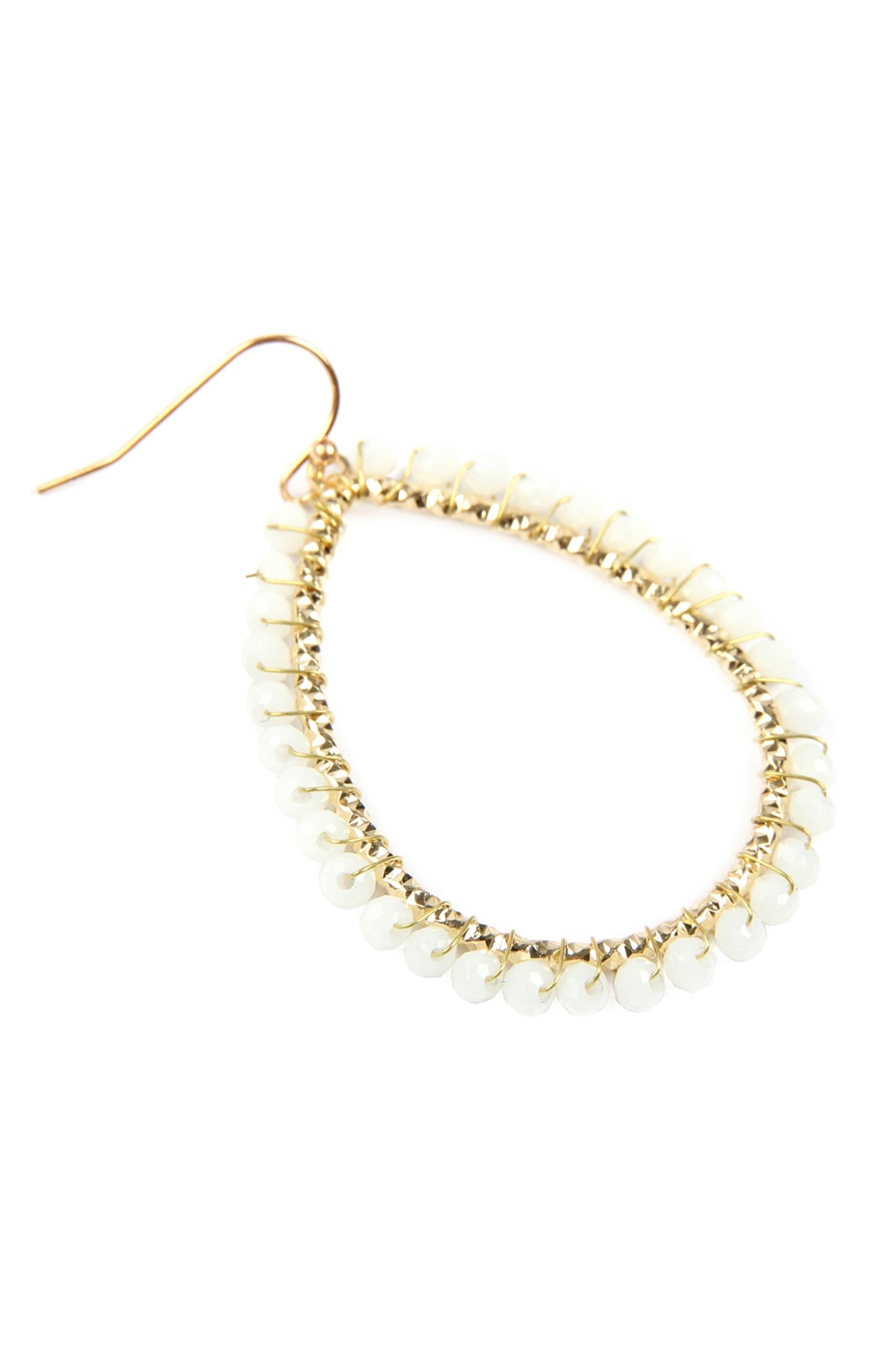 Wire Teardrop Glass Beads Hook Earrings