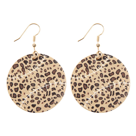 Leopard Sports Ball Leather Earrings