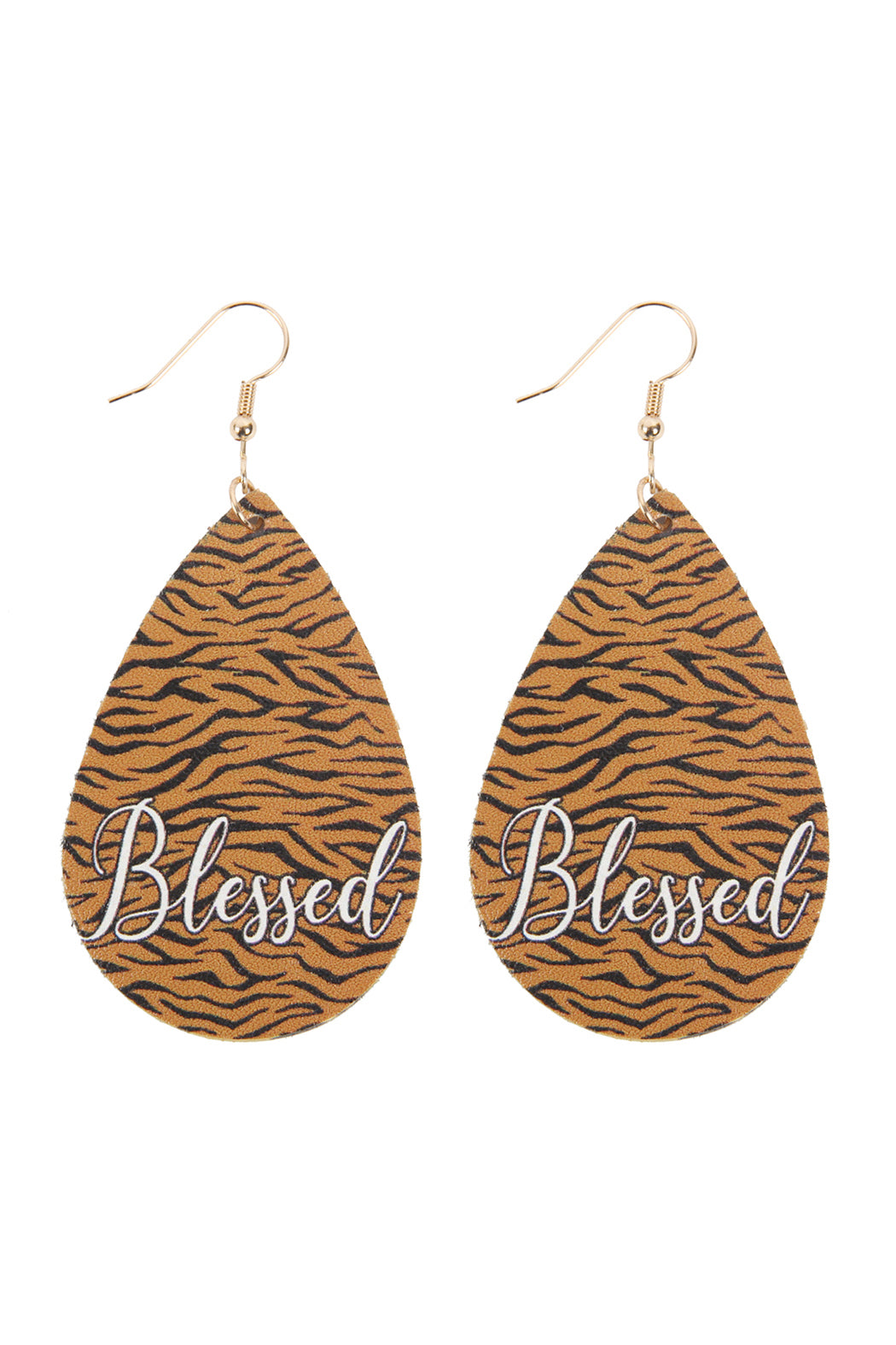 Tiger Blessed Animal Print Leather Fish Hook Earrings