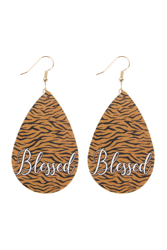 Tiger Blessed Animal Print Leather Fish Hook Earrings