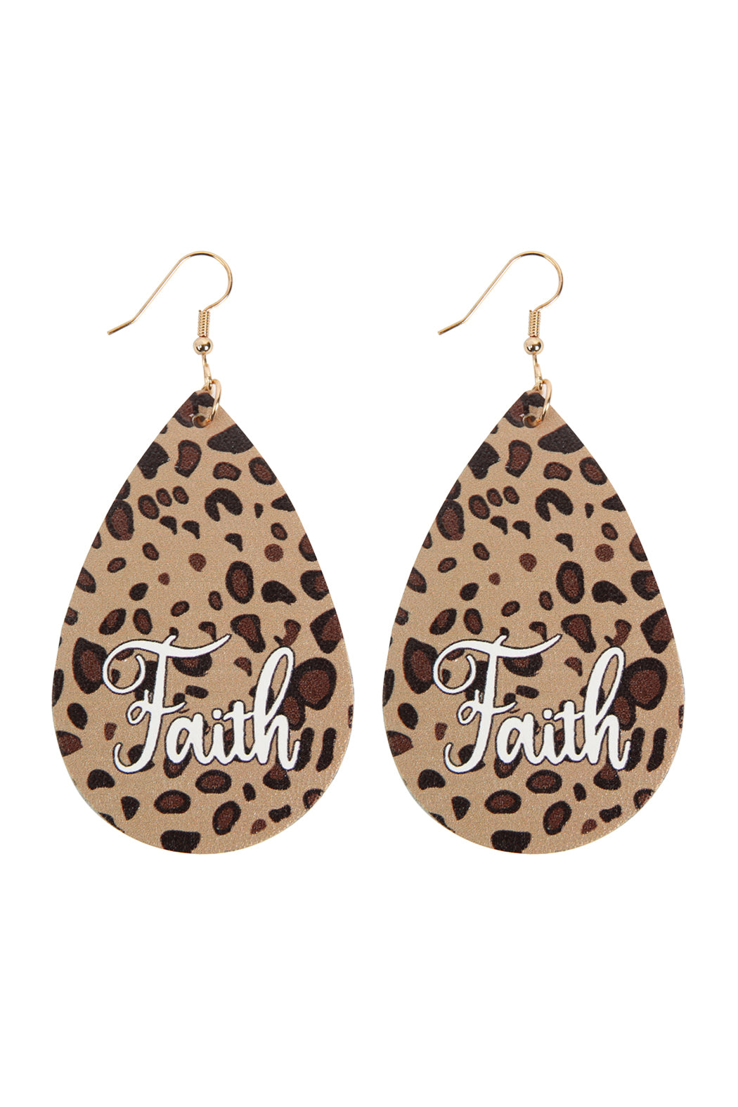 "Faith" Animal Print Leather Fish Hook Earrings