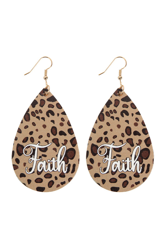 "Faith" Animal Print Leather Fish Hook Earrings