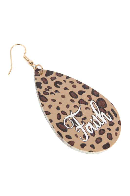 "Faith" Animal Print Leather Fish Hook Earrings