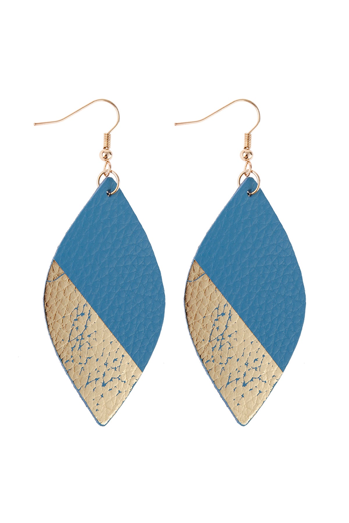 Marquise Leather Drop Fish Hook Earrings