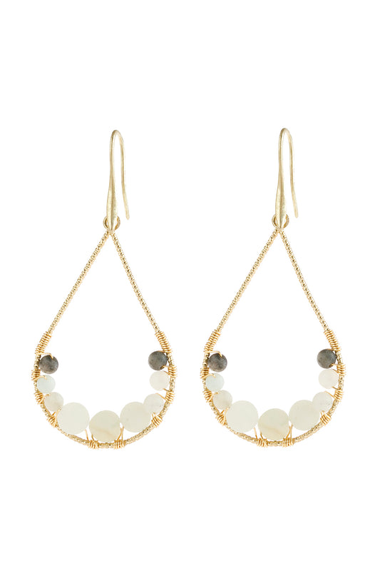 Natural Stone Teardrop Hook Earrings