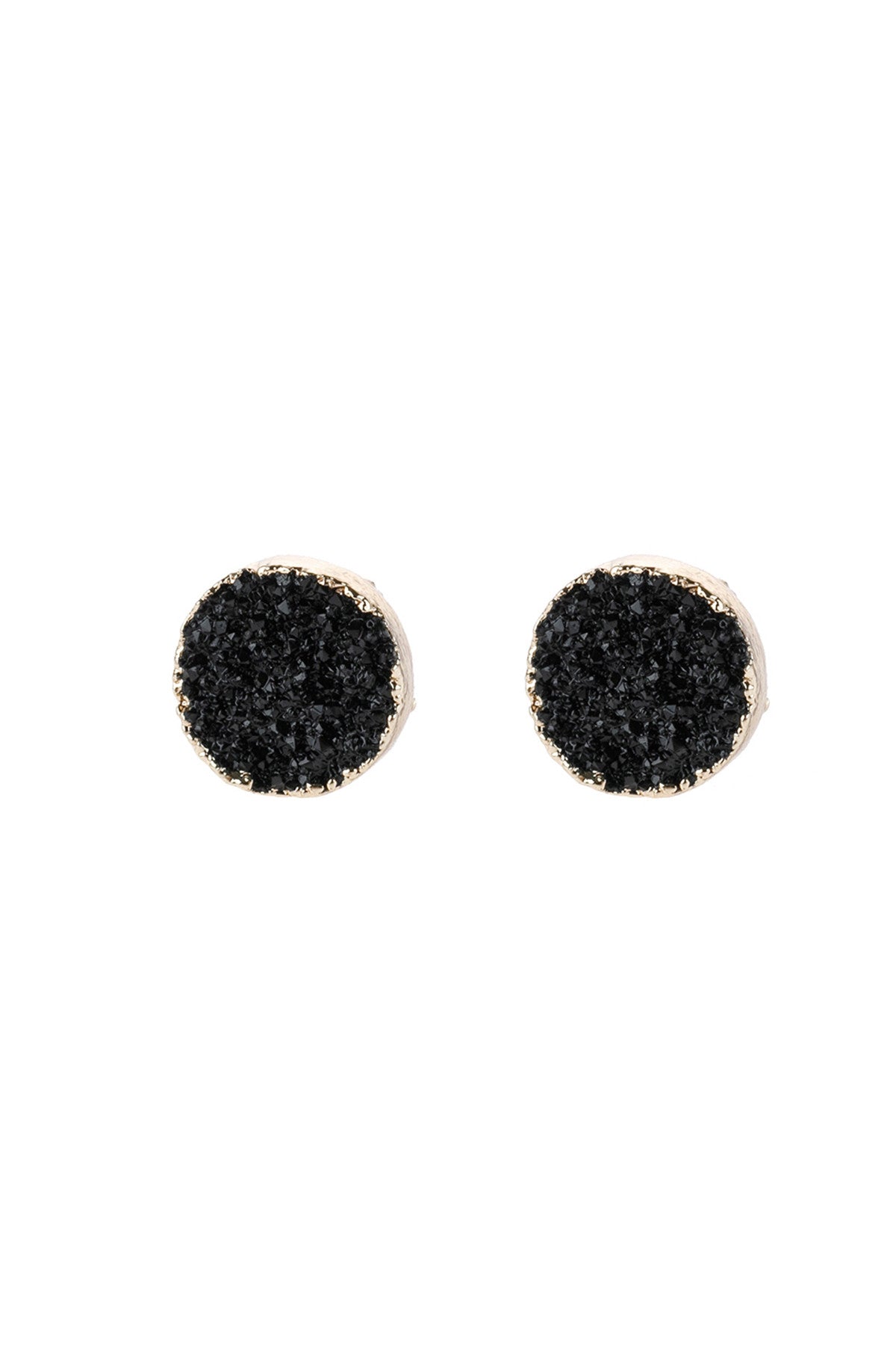 Round Druzy Stud Earrings