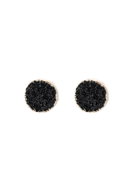 Round Druzy Stud Earrings