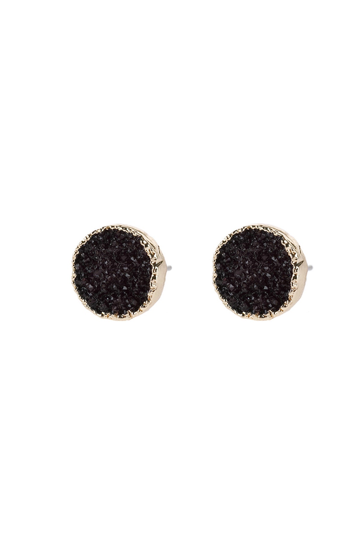 Round Druzy Stud Earrings
