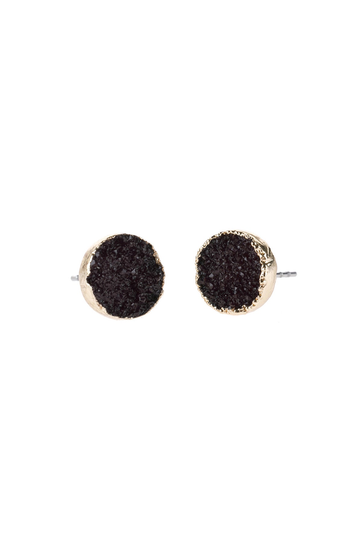 Round Druzy Stud Earrings