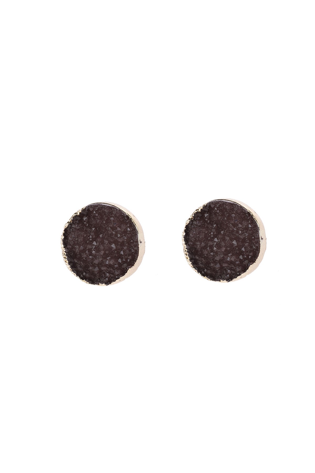 Round Druzy Stud Earrings