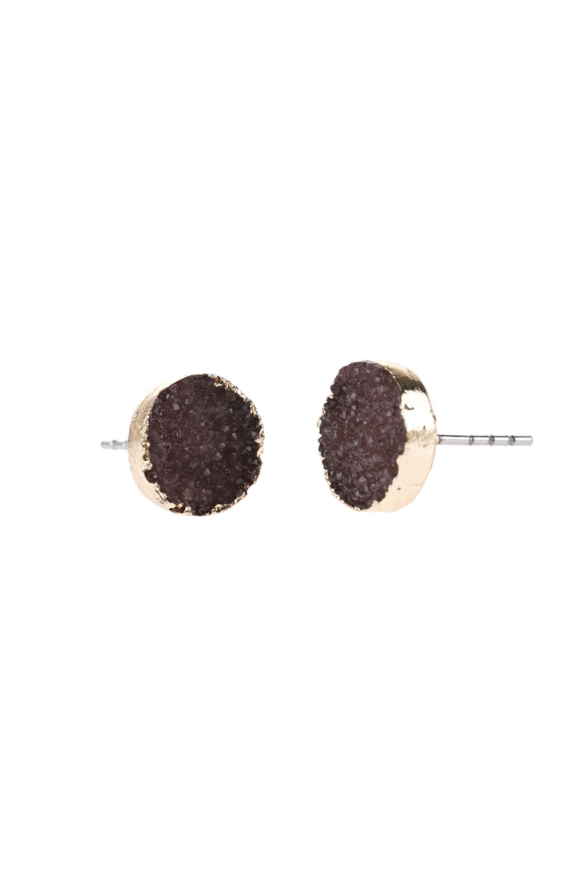 Round Druzy Stud Earrings