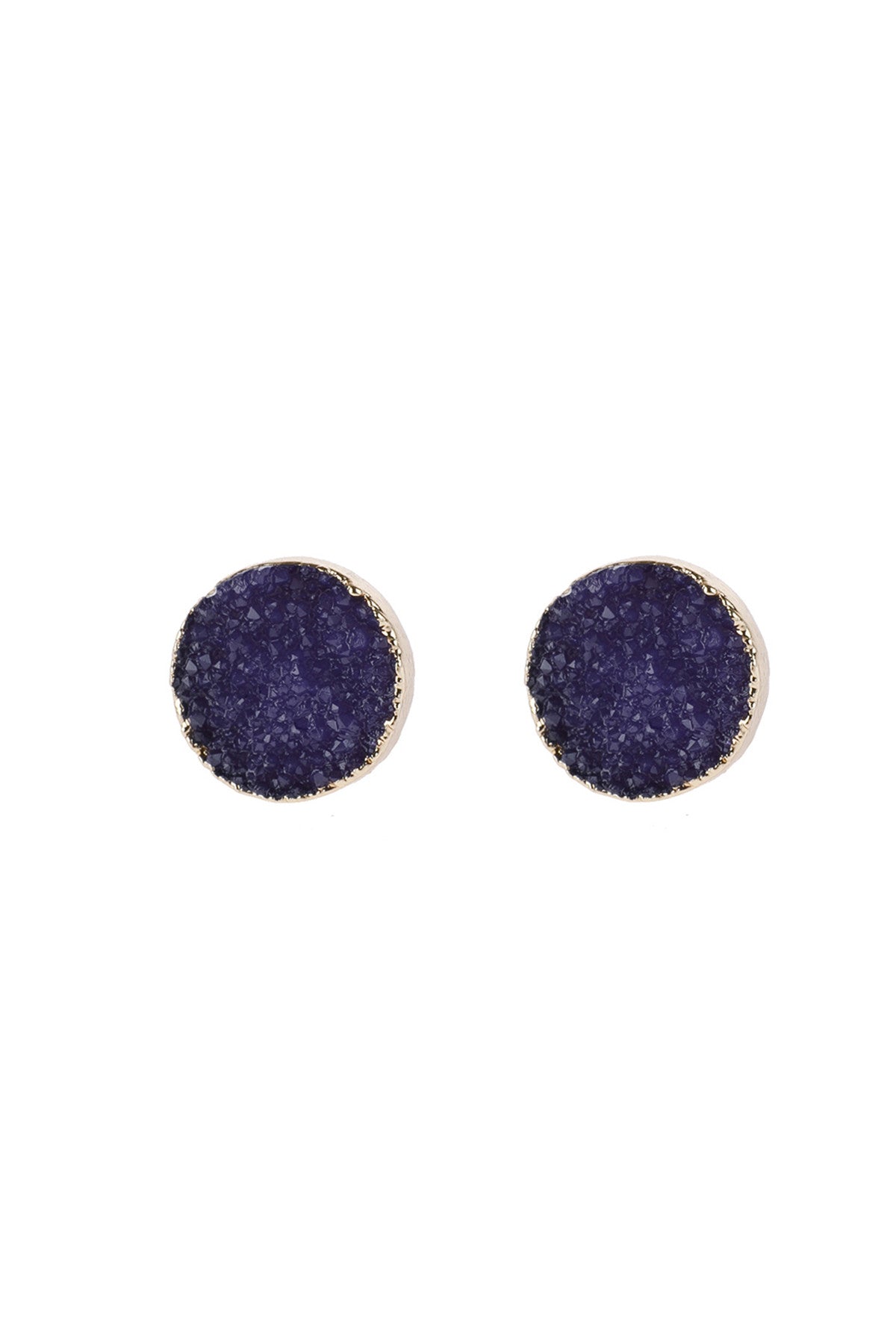 Round Druzy Stud Earrings
