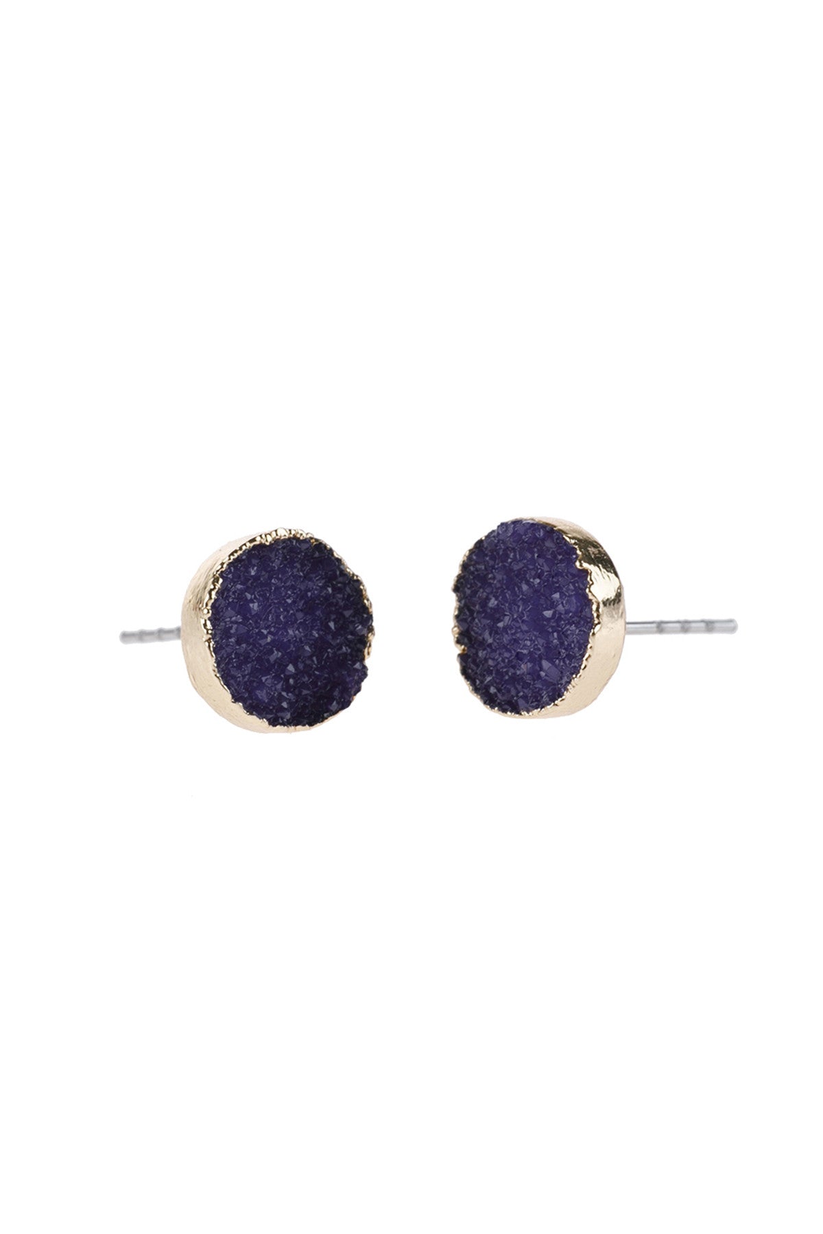 Round Druzy Stud Earrings