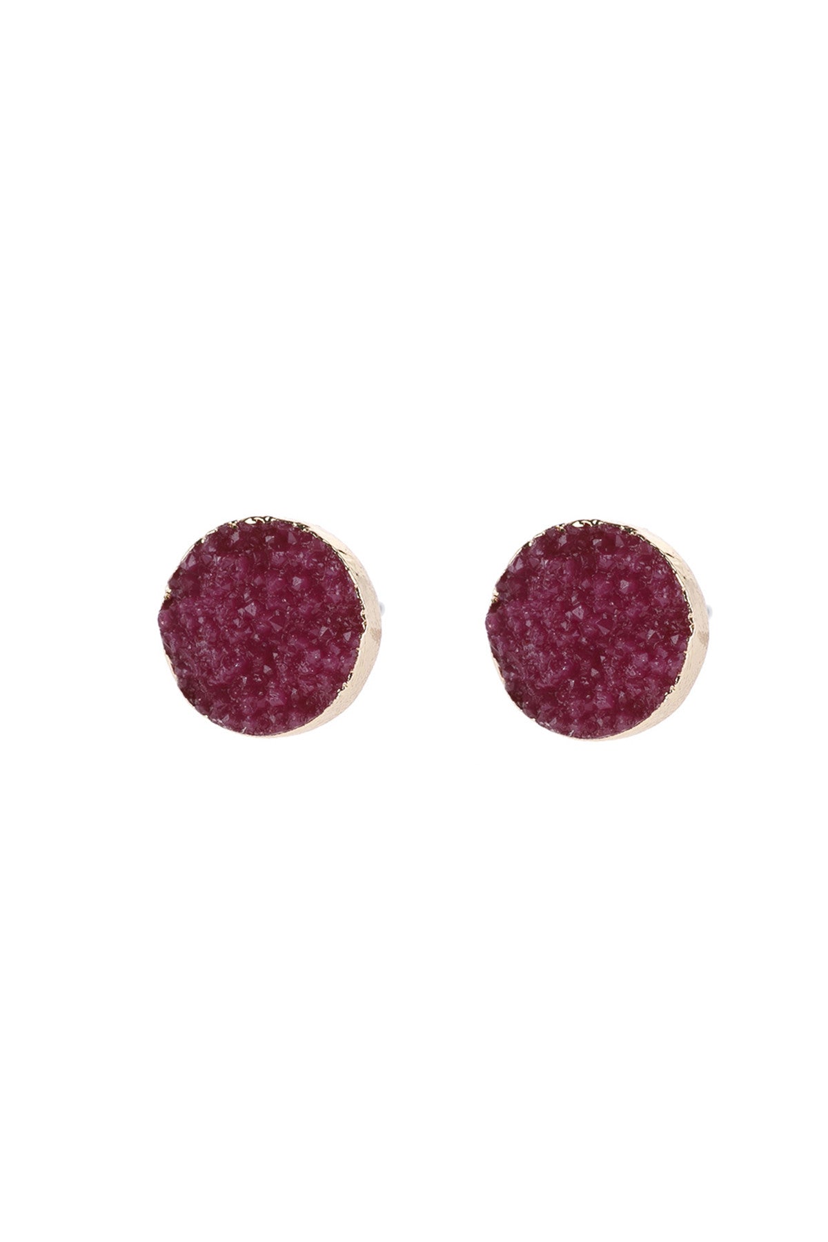 Round Druzy Stud Earrings