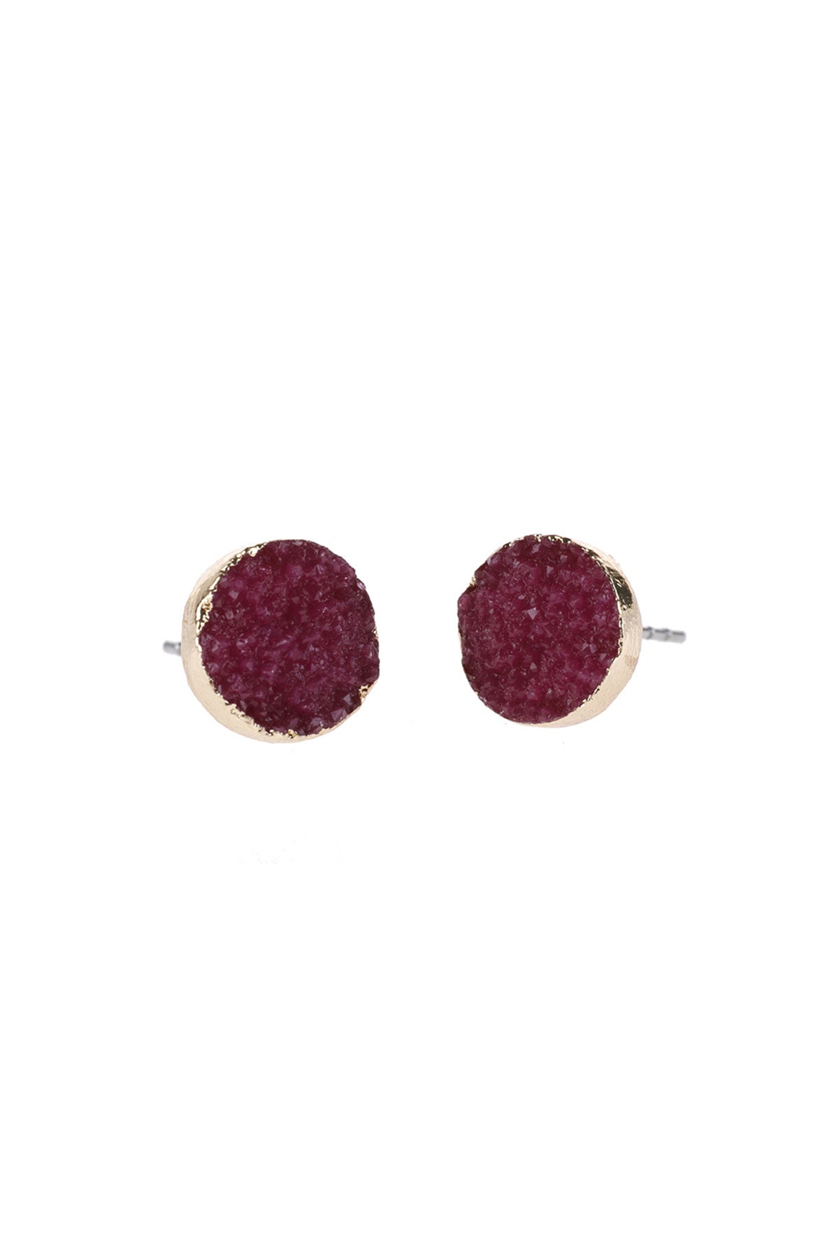 Round Druzy Stud Earrings