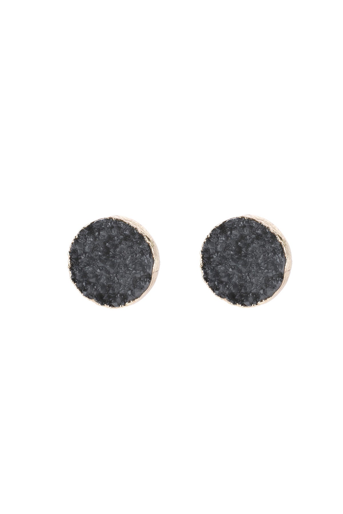 Round Druzy Stud Earrings