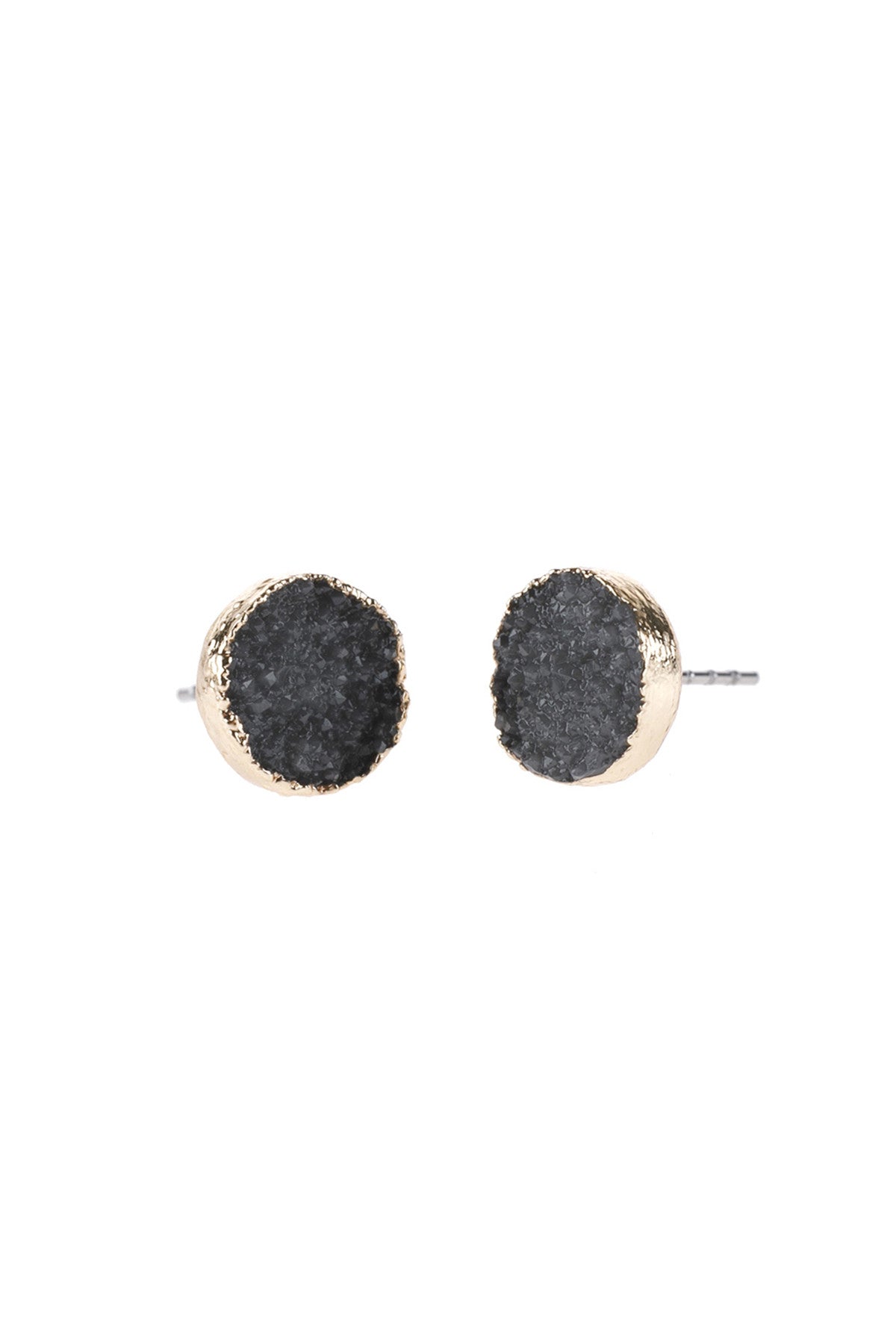 Round Druzy Stud Earrings