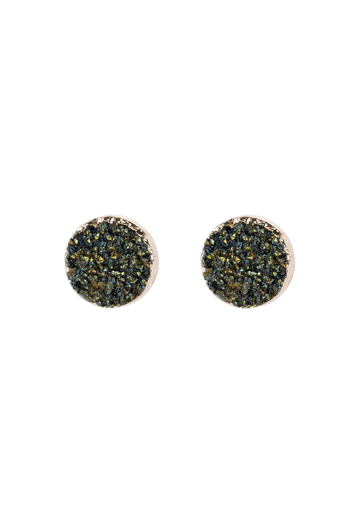 Round Druzy Stud Earrings