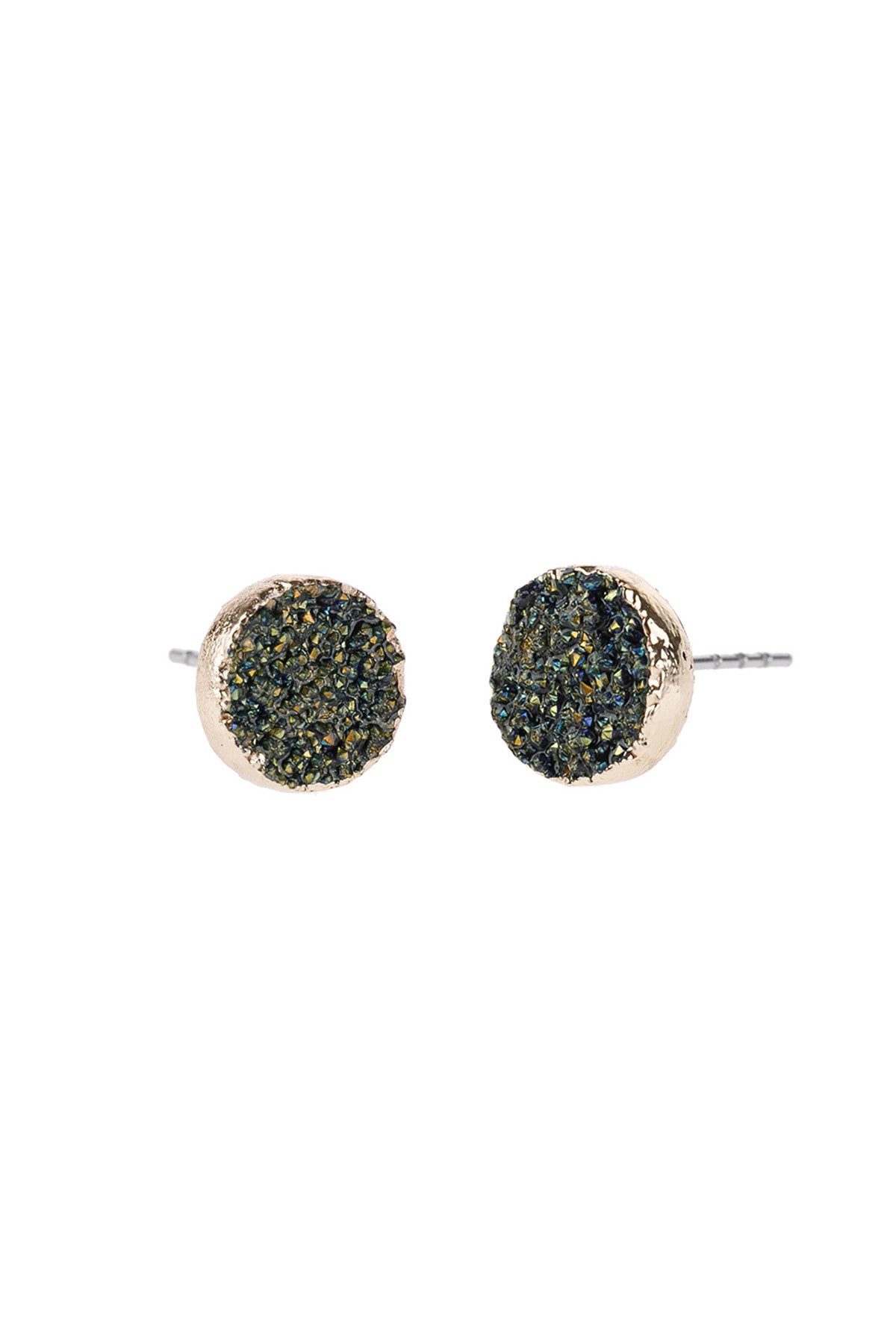 Round Druzy Stud Earrings
