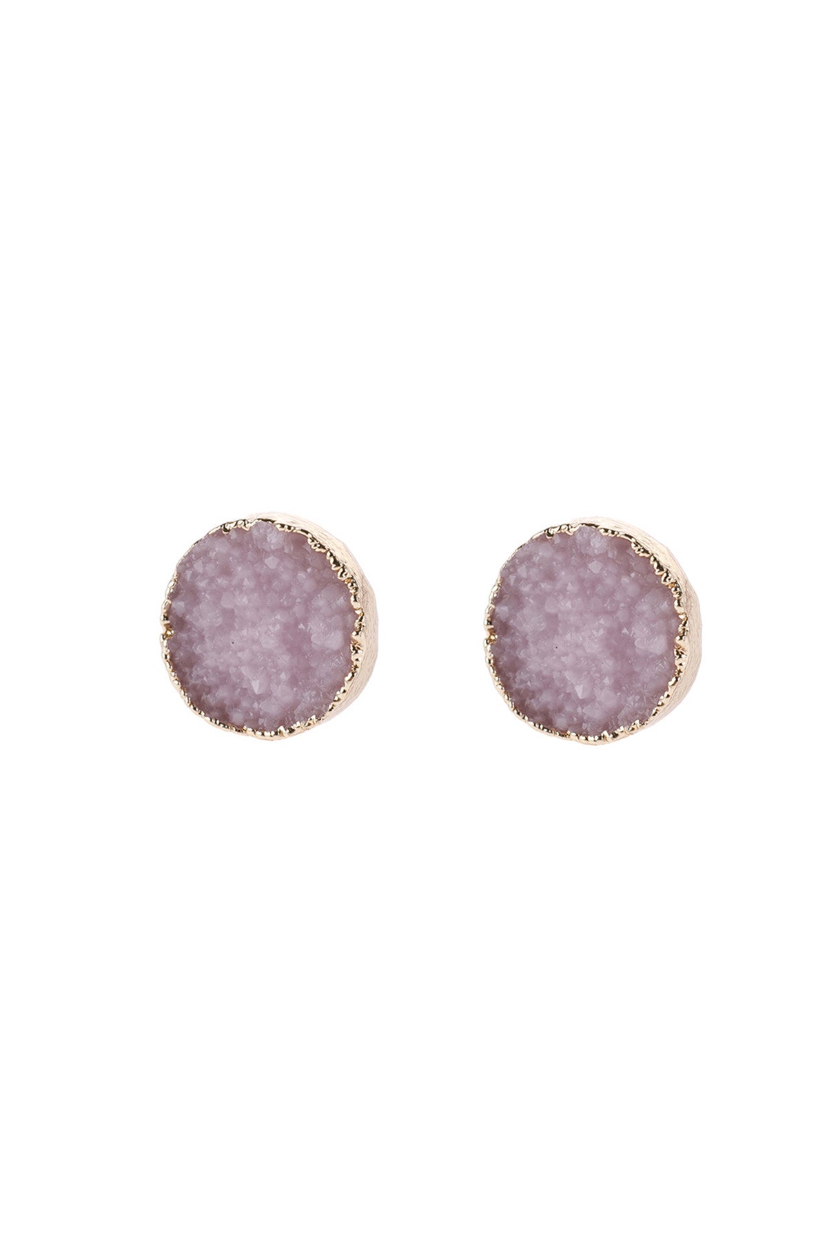 Round Druzy Stud Earrings