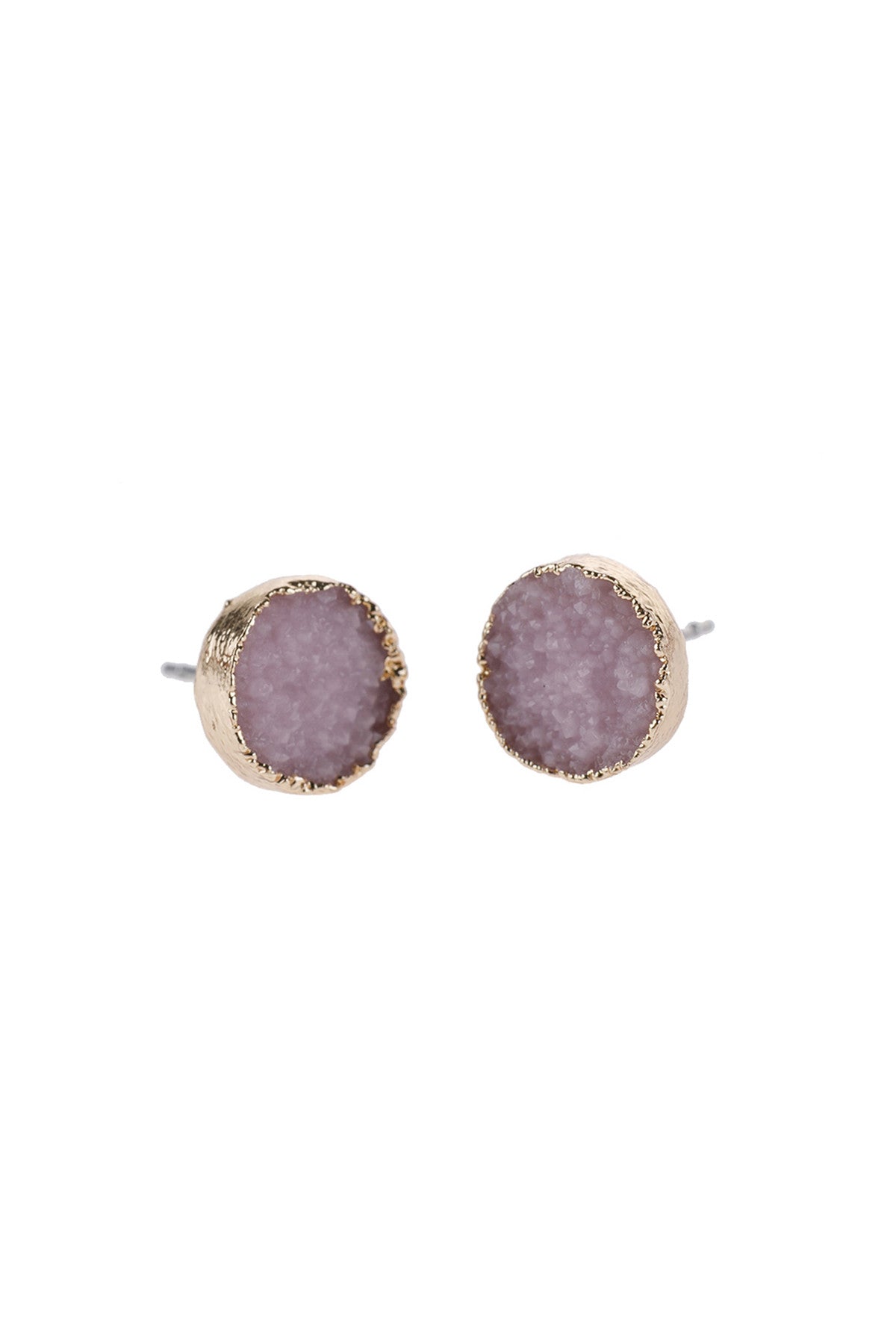 Round Druzy Stud Earrings