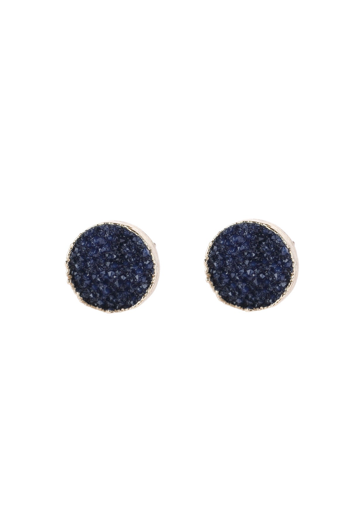 Round Druzy Stud Earrings