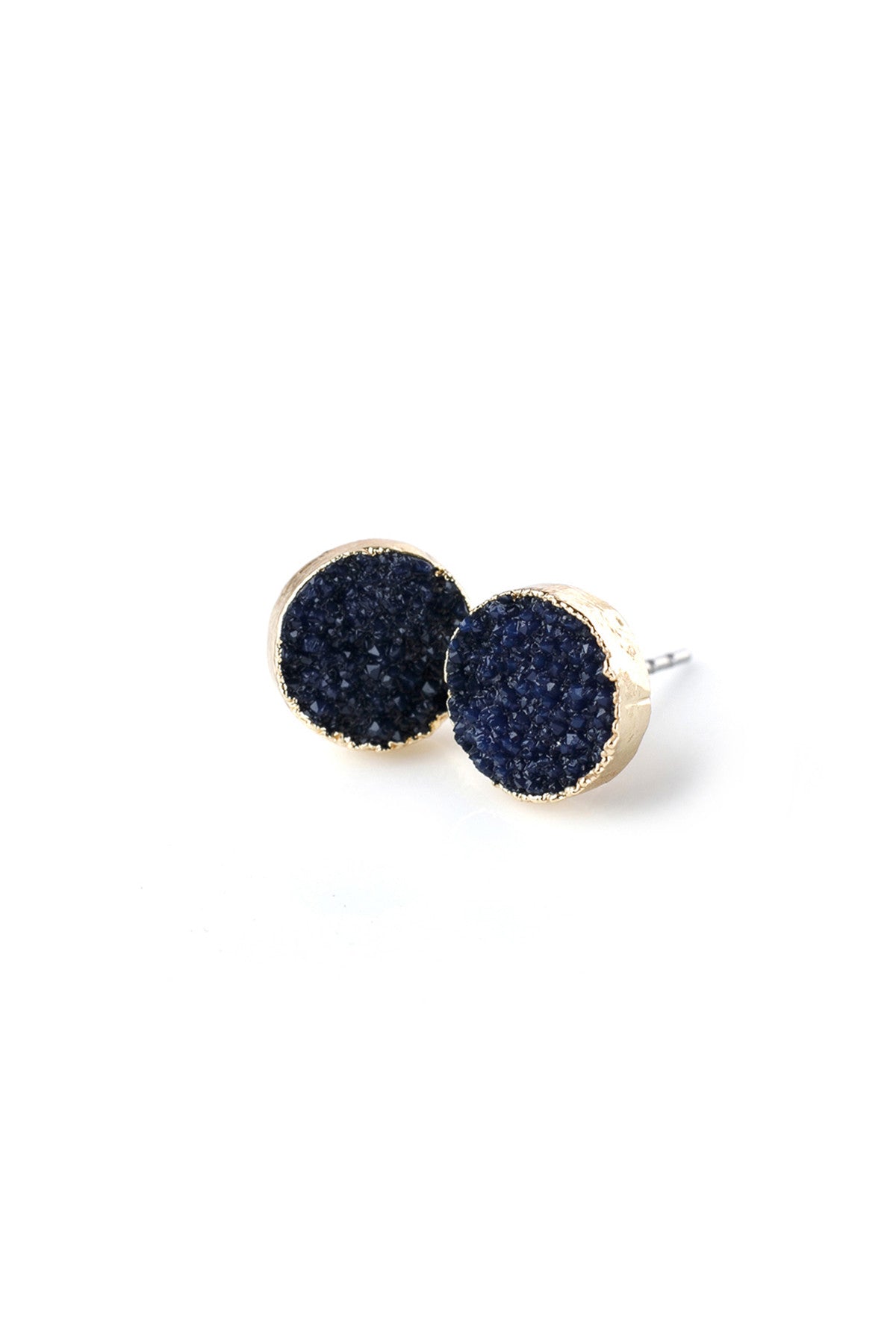 Round Druzy Stud Earrings
