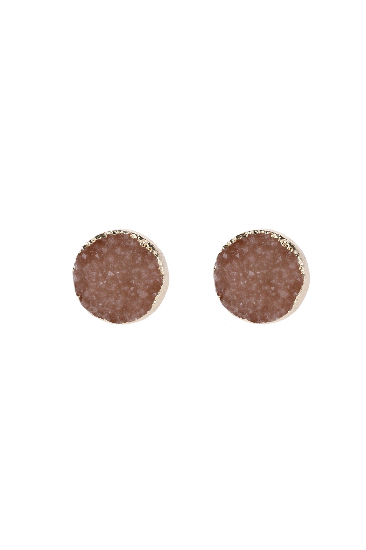 Round Druzy Stud Earrings