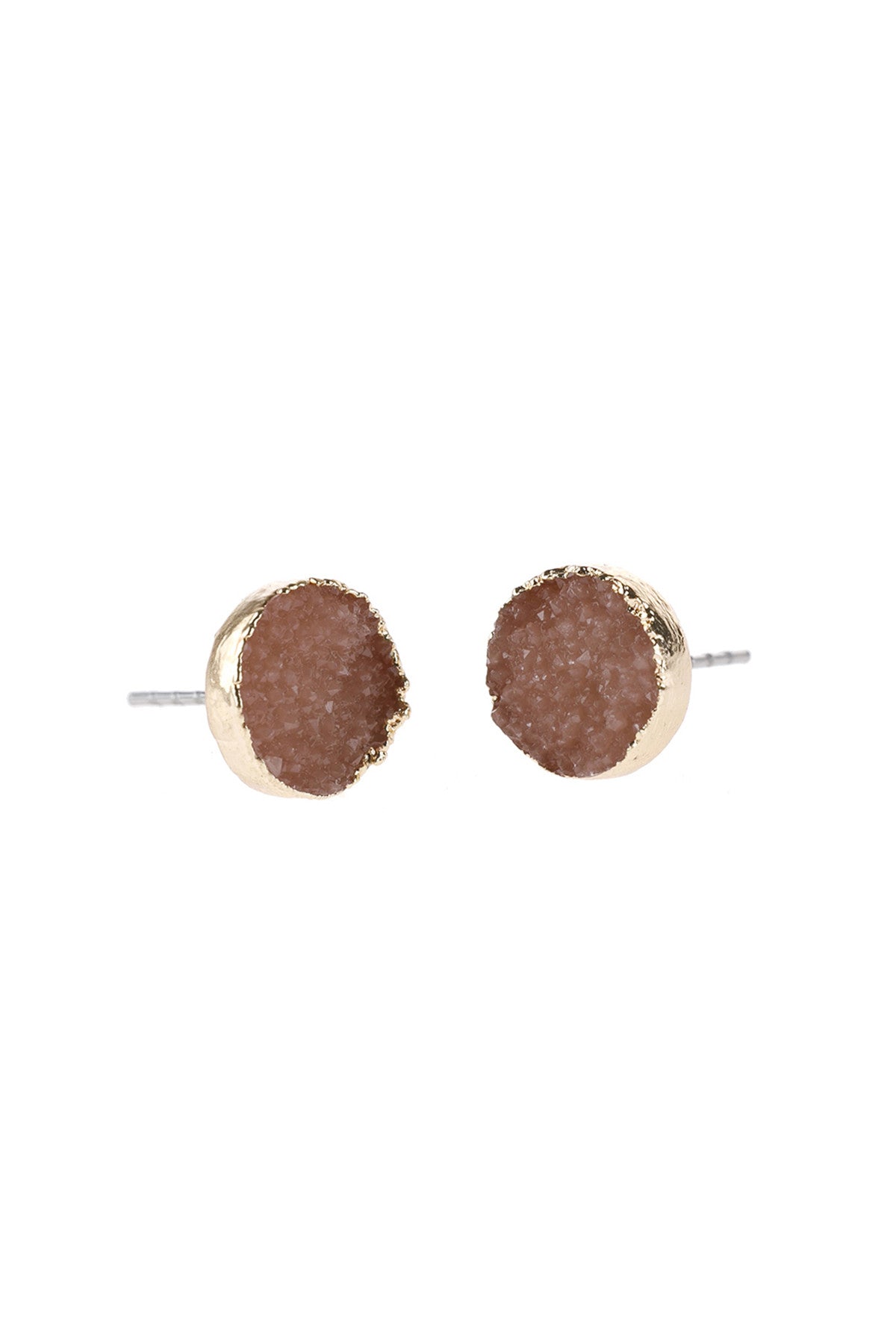 Round Druzy Stud Earrings